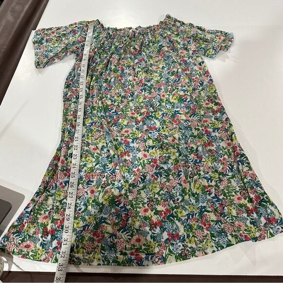 H&M Green Floral Print Short Sleeve Off the Shoulder Dress Size XS - Picture 8 of 8